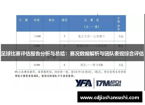 足球比赛评估报告分析与总结：赛况数据解析与团队表现综合评估